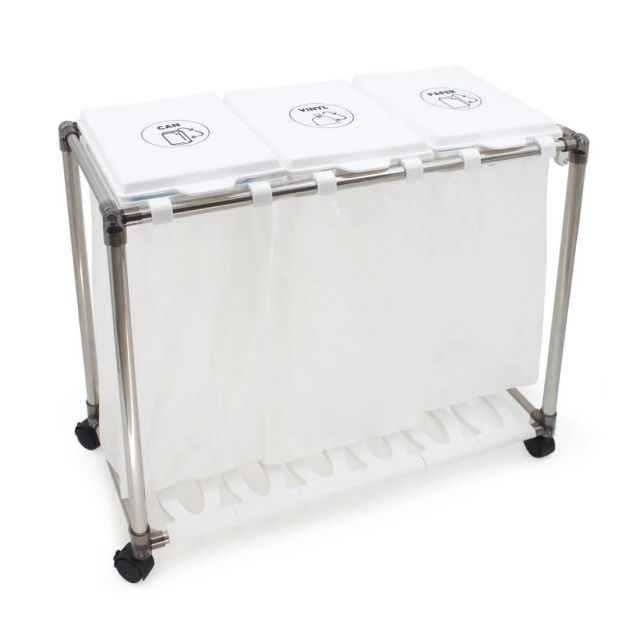 【送料無料】SONGWAY ゴミ袋ホルダー 蓋つきゴミ箱 3分別 ３０Lゴミ袋ホルダー 分別ごみ箱 キャスター付き スリム 縦開