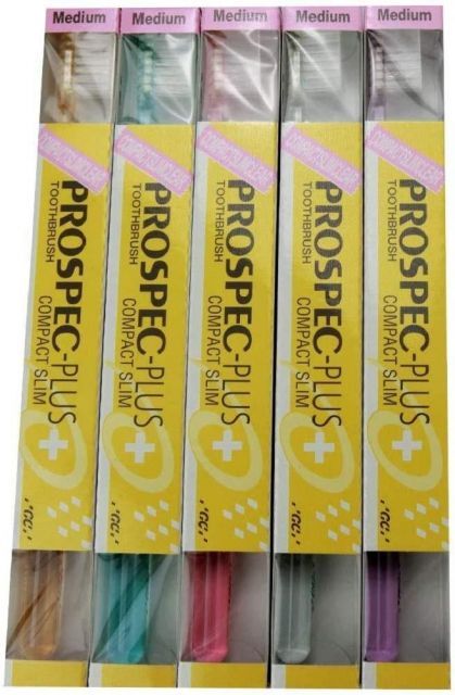 送料無料 プロスペック 歯ブラシ プラス コンパクトスリム 20本入 クリアー色 毛の硬さ ふつう