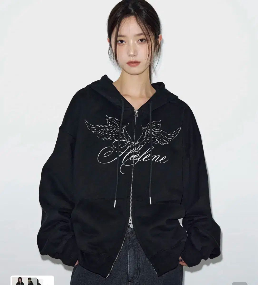ヘレン パリス エンジェル キュービック レタリング フーディー ジップアップ