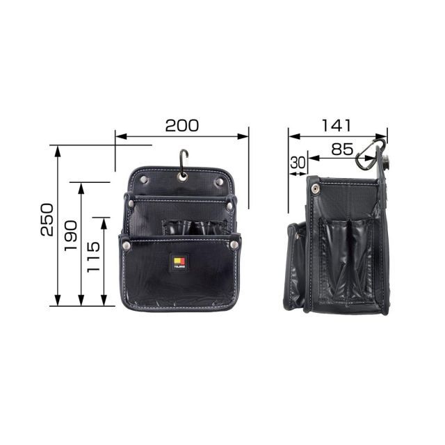 タジマ セフシステム 着脱式腰袋 ツインフック 電工2段大 水気に強い高密度ナイロン SFKBN-DK2L2H 着脱楽々 ベルトに後から装着 腰道具の組み換えが簡単 使う道具だけを選んで装着 腰の負担軽減 工具の落下防止