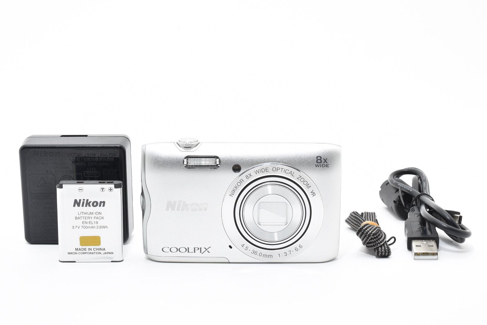 Nikon COOLPIX A300 シルバー 薄型軽量119g 20MP 光学8倍ズーム VR手ブレ補正搭載 スマホ連携 写真自動転送で便利