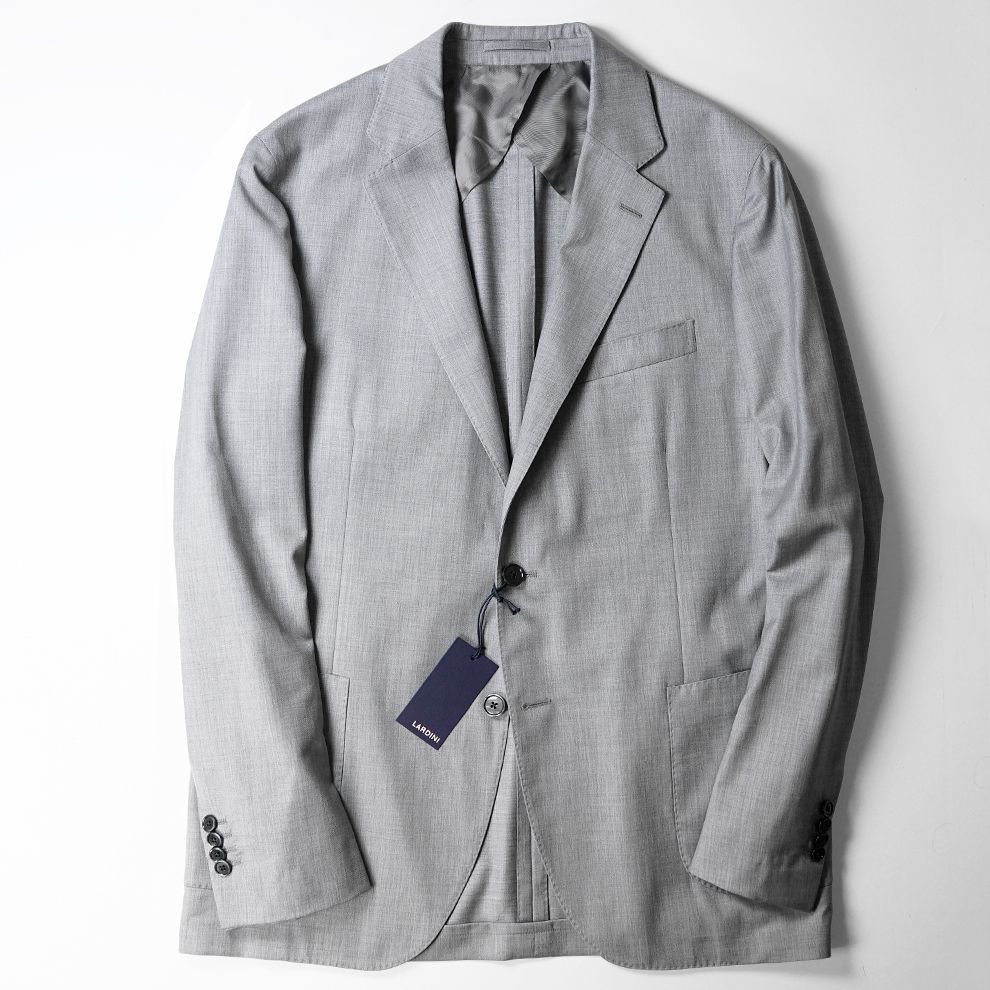 贅沢 光沢ソリッド 17.7万 春夏 LARDINI ラルディーニ SPECIAL L キメ細かな ハリ感 ウール 2B セット アップ スーツ 52 ジャケット パンツ