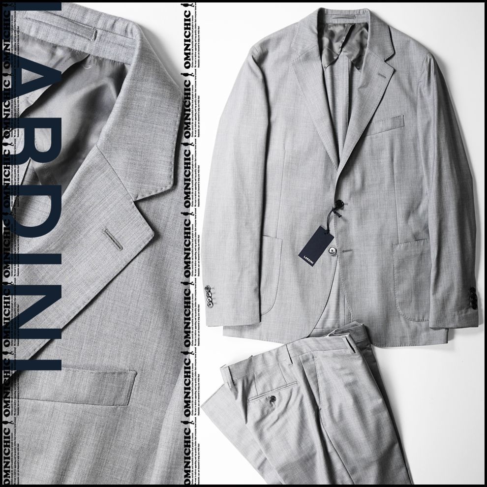 贅沢 光沢ソリッド 17.7万 | 春夏 LARDINI ラルディーニ | SPECIAL L | キメ細かな ハリ感 ウール 2B セット アップ スーツ 52 | ジャケット パンツ