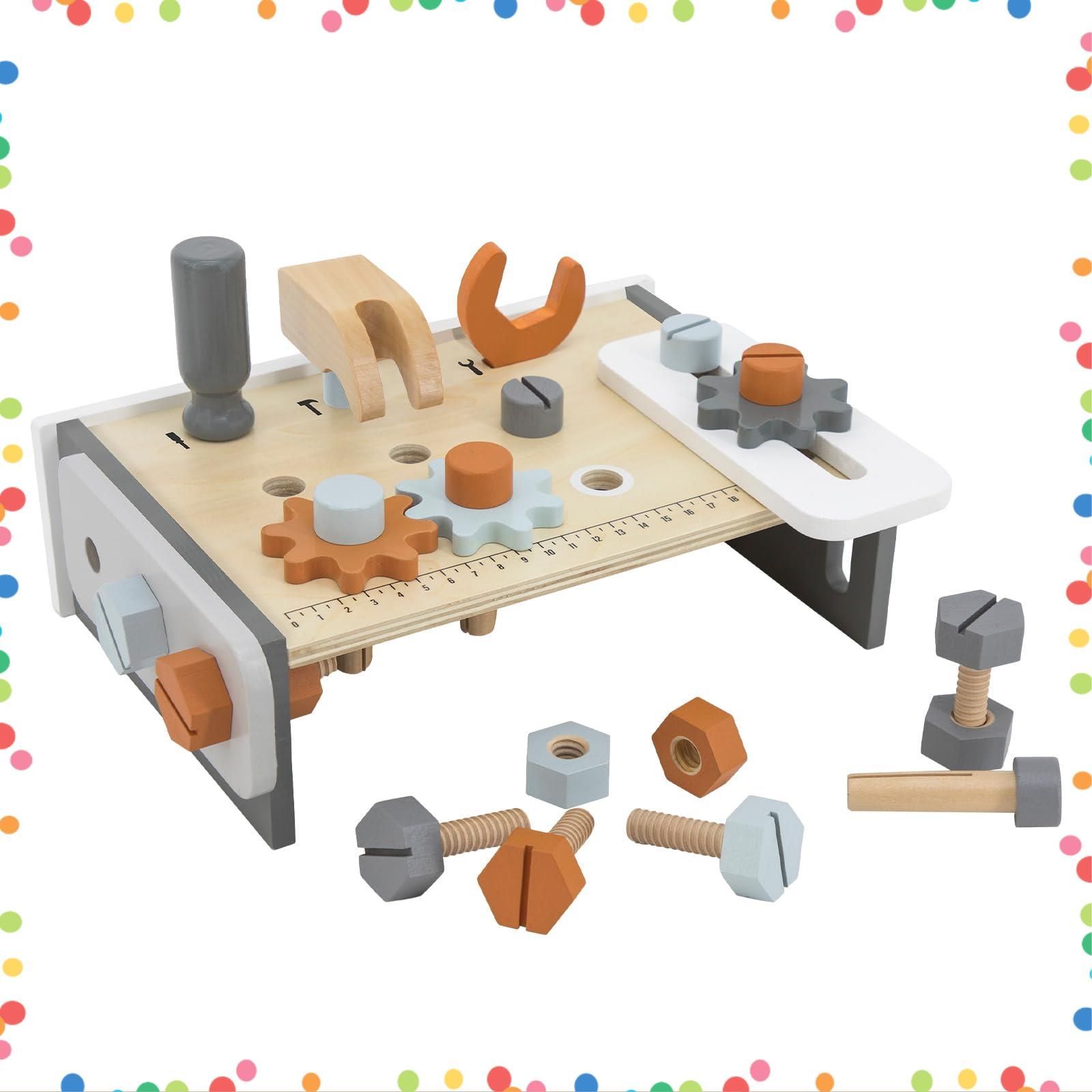 考える力 集中力 組み立て ねじ回し 女の子 男の子 誕生日プレゼント 3歳 工具 創造力 木のおもちゃ 大工さん 知育玩具 テーブルワークベンチ トライコ TRYCO