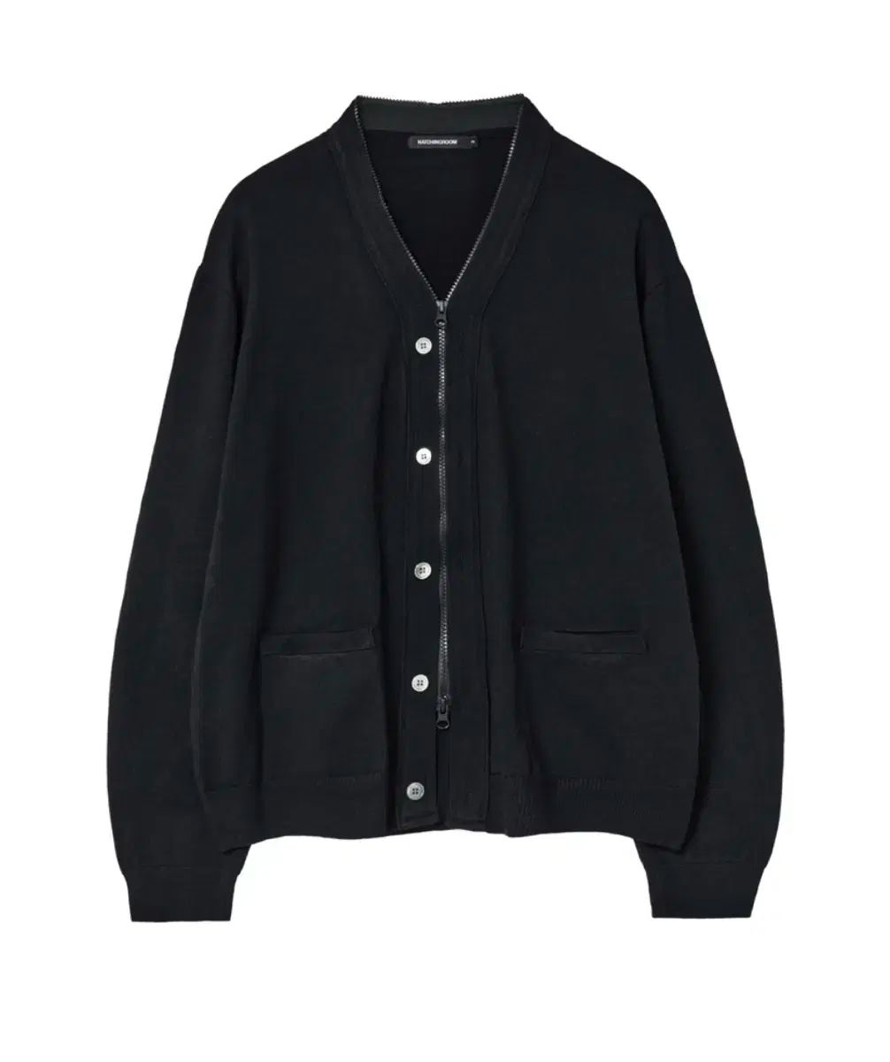 3 ハッチングルーム ジップカーディガン ブラック