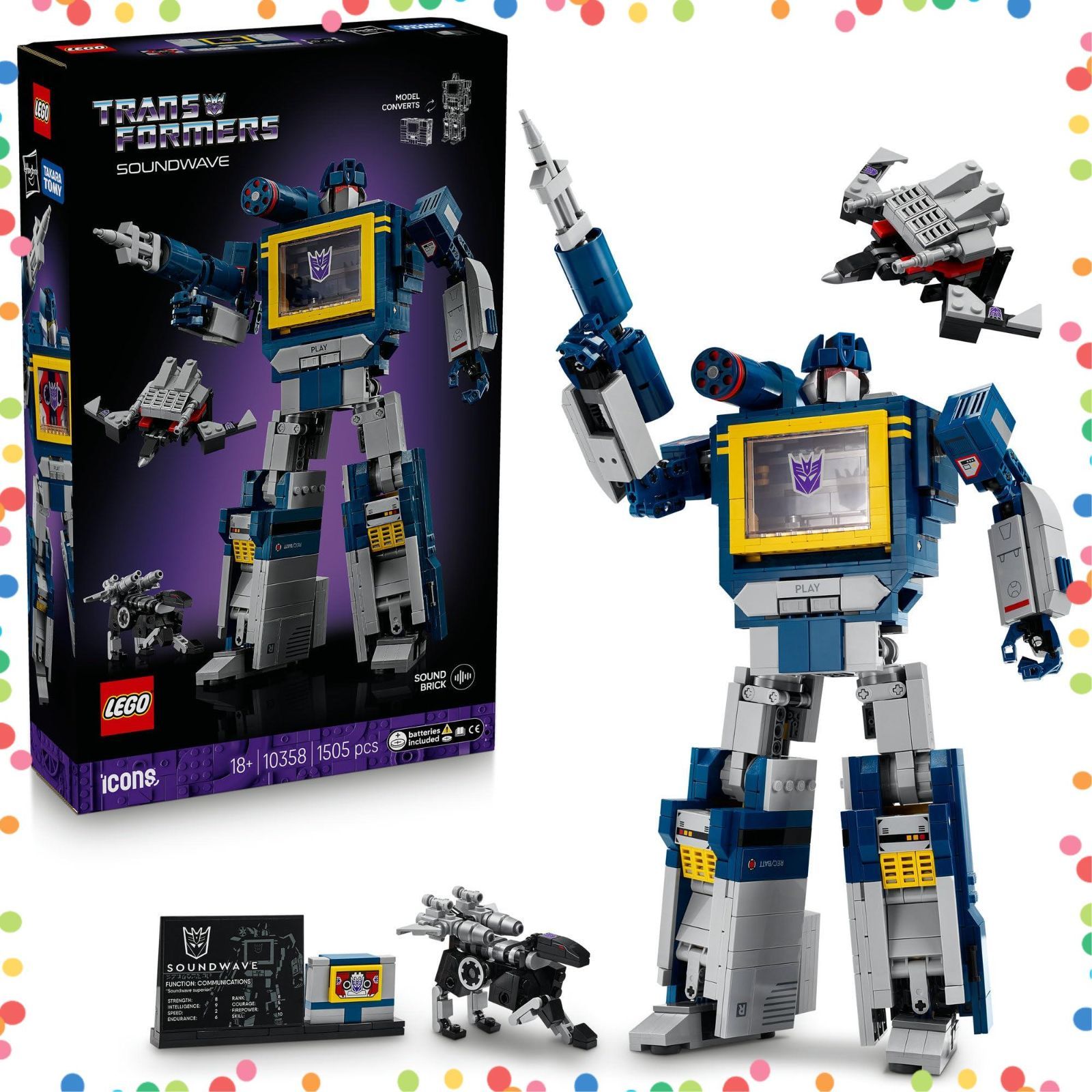10358 オシャレ インテリア ゲーム ミニカー 車 乗り物 女性 男性 ブロック プレゼント 誕生日 玩具 おもちゃ トランスフォーマー サウンドウェーブ アイコン レゴ LEGO