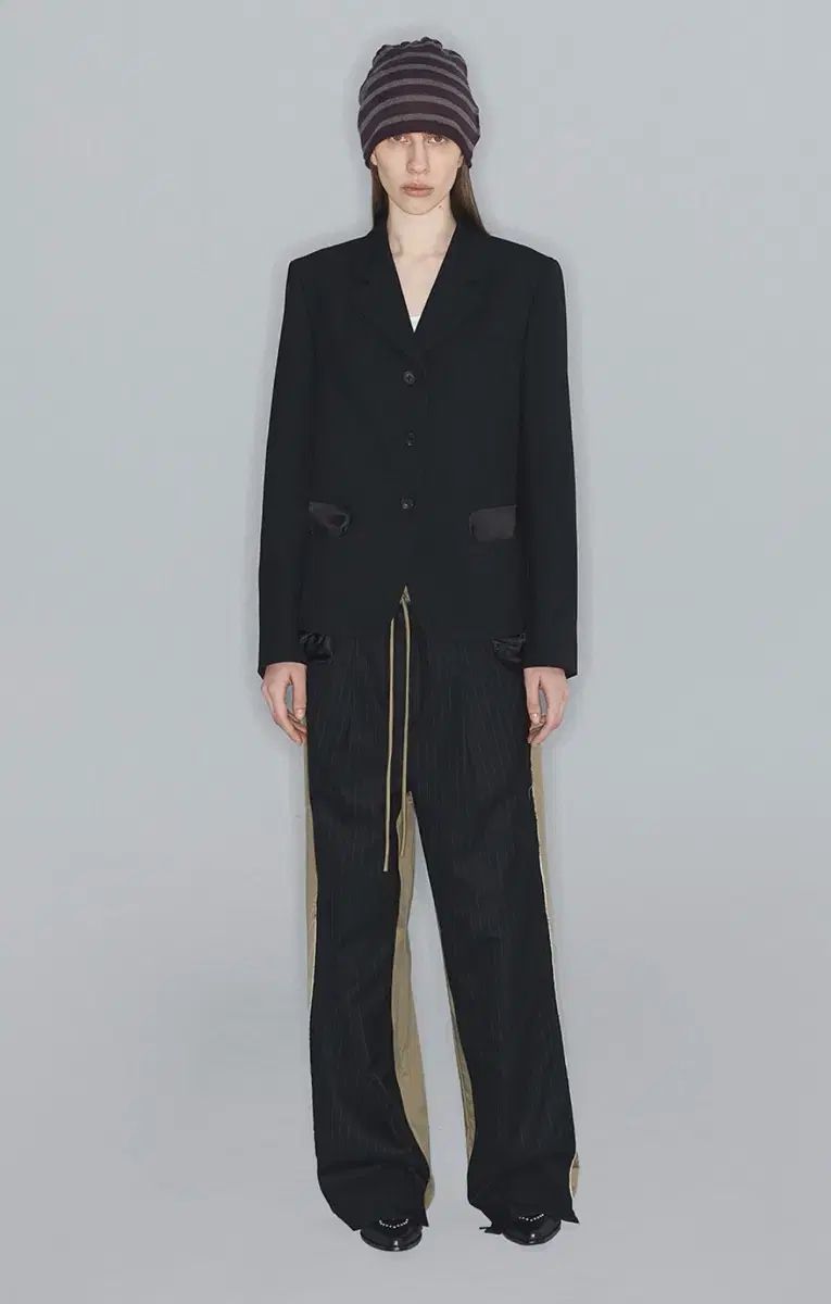 オープンワイワイ FRONT STRIPE LAYERED PANTS KHAKI