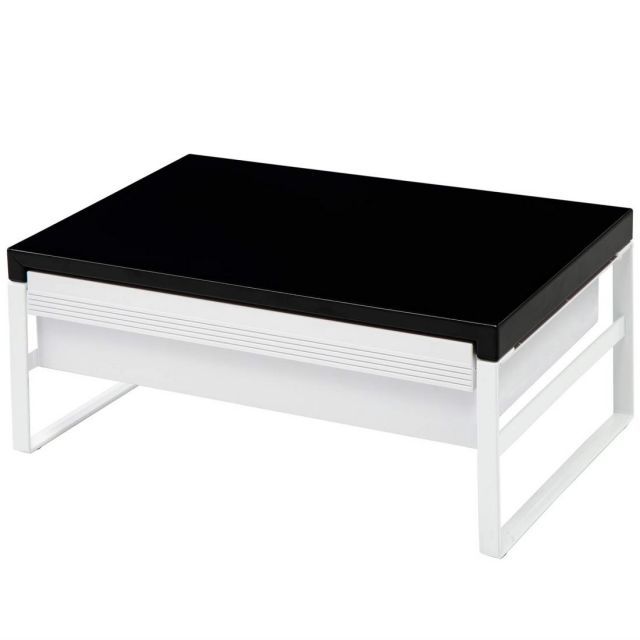 送料無料 リヒトラブ パソコン台 モニター台 机上台 黒 幅39×奥行25×高さ16cm 引出し付ハイ 耐荷重15kg A7342-24