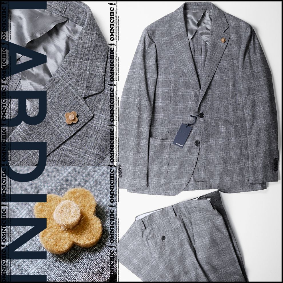 抜群の 感 グレンチェック 18.5万 LARDINI ラルディーニ | SPECIAL L | ストレッチ ウール 2B セット アップ スーツ 48 | ジャケット パンツ