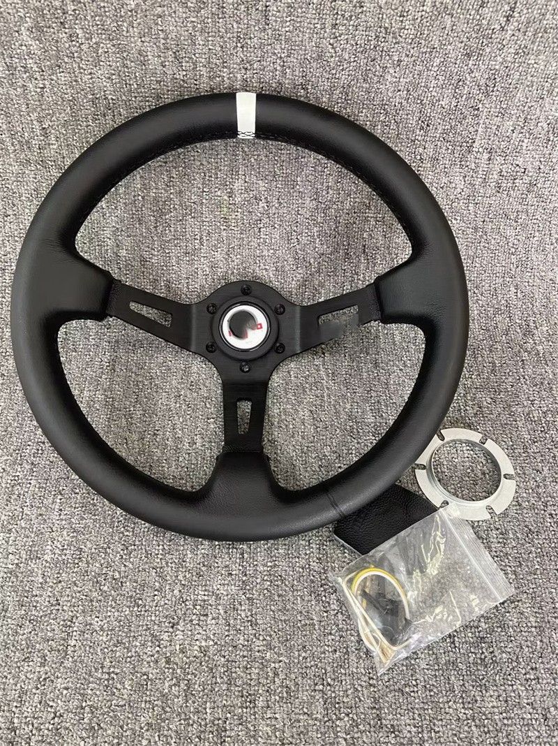 13インチ レザー レーシングステアリングホイール white 320CM 汎用 ステアリング ハンドル本体 MOMO