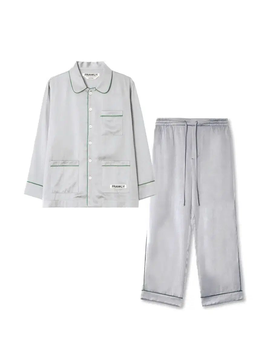 M フランクリー スリーピング シルキー サテン パジャマ セット グレー FRANKLY