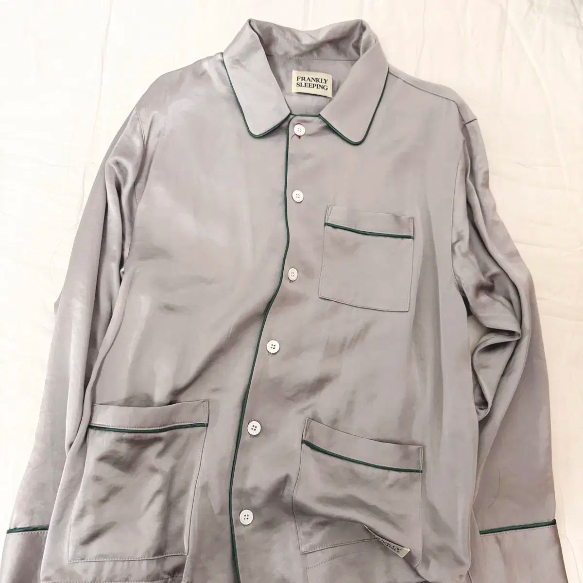 M フランクリー スリーピング シルキー サテン パジャマ セット グレー FRANKLY