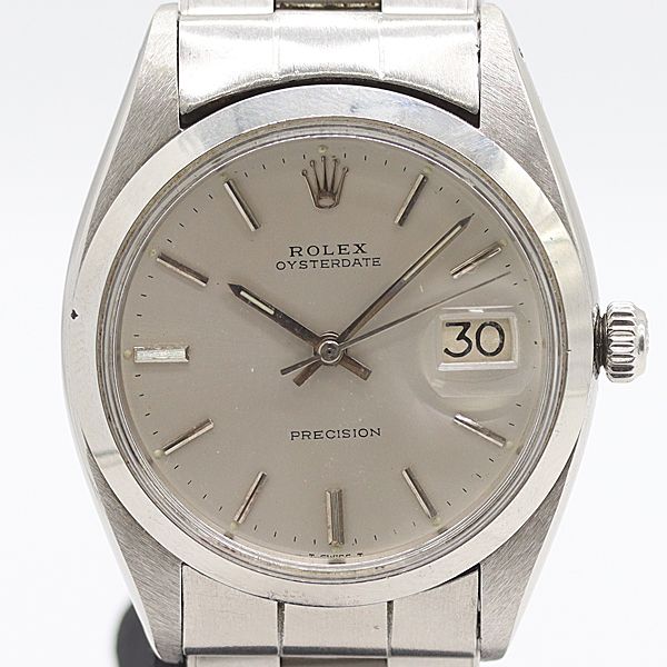 デッドストック級 稼働 ロレックス オイスターデイト プレシジョン 6694 手巻 シルバー文字盤 メンズ腕時計 0050710 10ERT ABC16858 SMZ