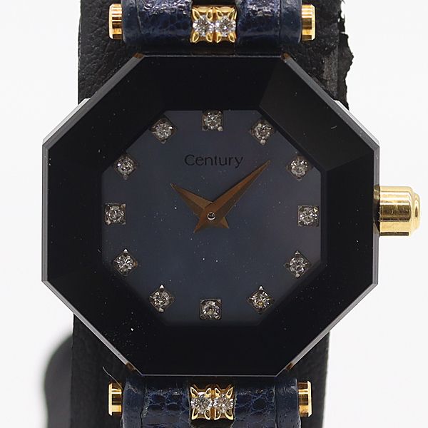 デッドストック級 稼働 センチュリー タイムジェム 18K|750|YG 16.3g 31612 QZ シェル文字盤 レディース腕時計 6092900 10KHT ABC16863 SM