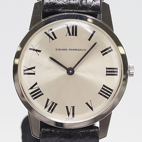 級 稼働 ジラールペルゴ 手巻 シルバー文字盤 メンズ腕時計 0029700 10BJT ABC16905 SMZ