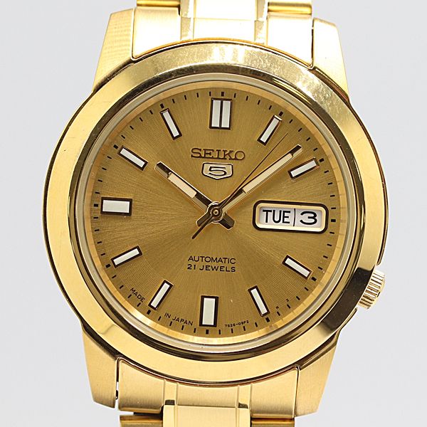デッドストック級 保| 稼働 セイコー5 7S26-02W0 AT|自動巻 ゴールド文字盤 メンズ腕時計 3456000 10BJY ABC16920 SMZ