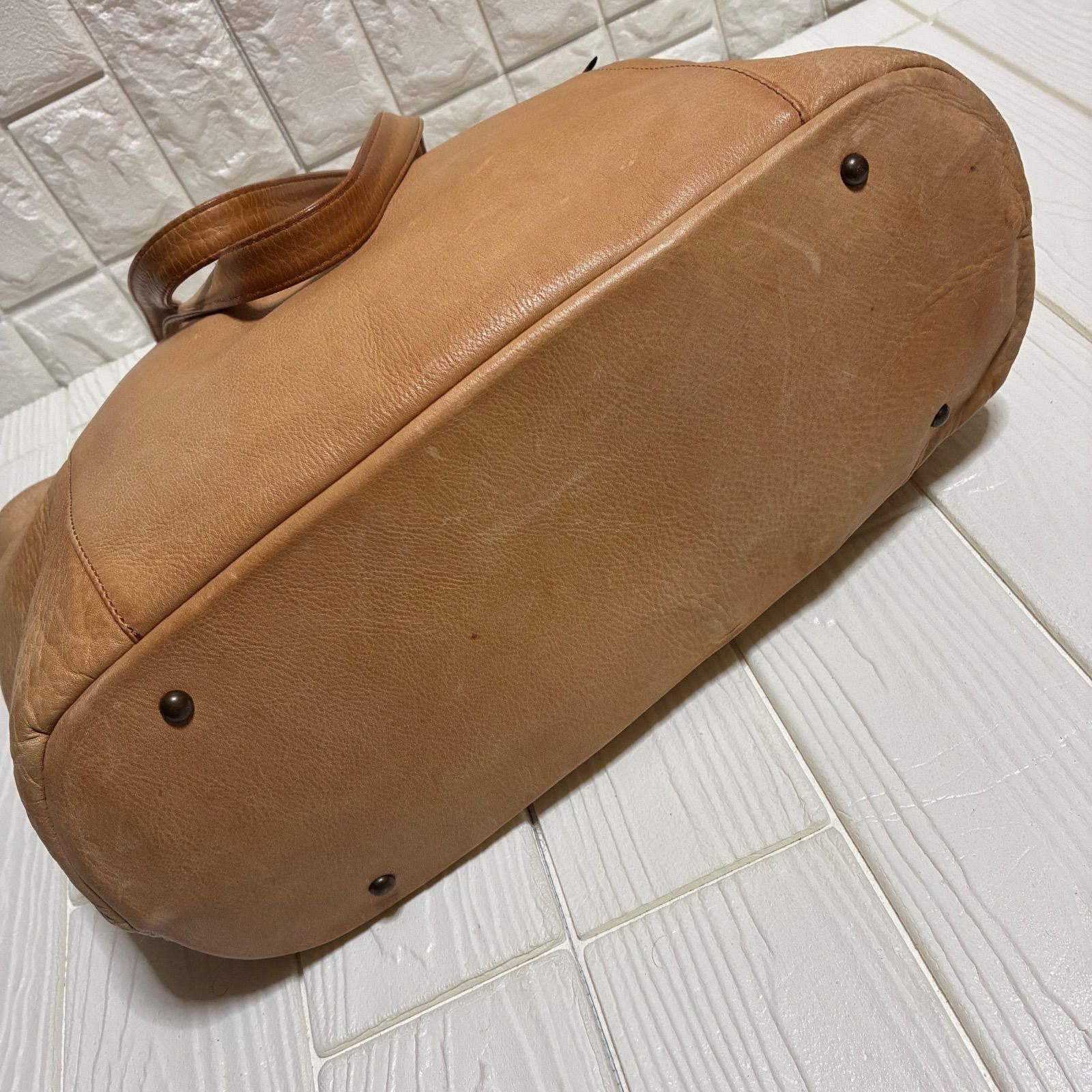 レザートートバッグ ベージュ