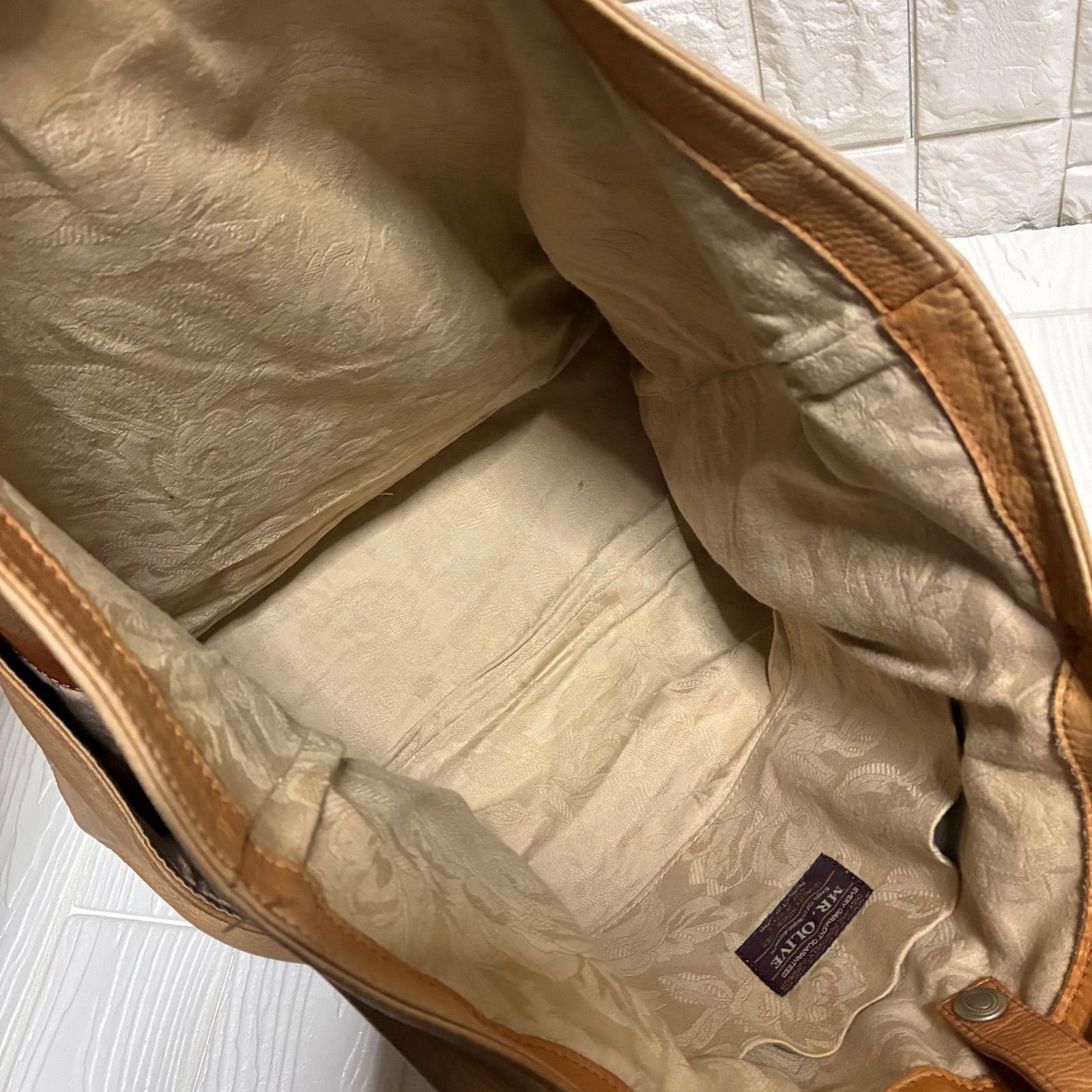 ミスターオリーブ レザートートバッグ ベージュ EOI WWW_NOITHATQUANGTHANH_NET