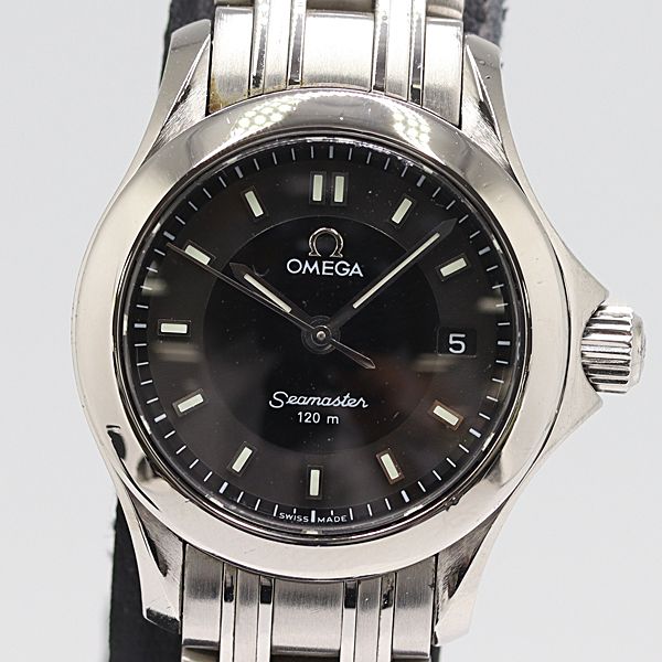 デッドストック級 稼働 オメガ シーマスター 58620252 QZ 黒文字盤 レディース腕時計 0005500 10ERT ABC16874 SMZ