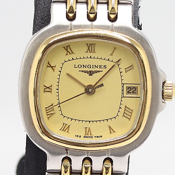 級 稼働 ロンジン フラッグシップ 152.7306 QZ ゴールド文字盤 レディース腕時計 0023100 10ETT ABC16873 SMZ