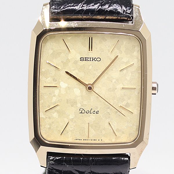 デッドストック級 稼働 セイコー ドルチェ 8N41-5130 QZ ゴールド文字盤 メンズ腕時計 2908000 10NBG ABC16889 SMZ