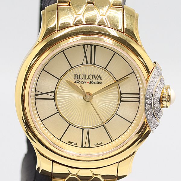 級 稼働 ブローバ 65R160 QZ ゴールド文字盤 ボーイズ メンズ腕時計 2908000 10NBG ABC16911 SMZ