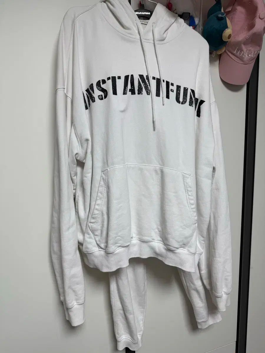 INSTANTFUNK インスタントファンク ピグメントダイング 白 フーディTシャツ パンツ セット