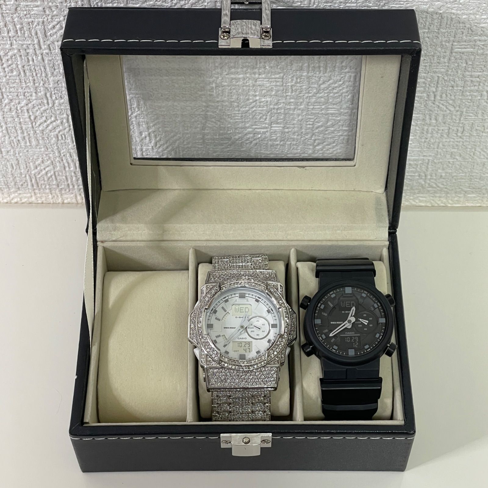 T 534 正常稼動 CASIO カシオ G-SHOCK ジーショック CZダイヤ フルカスタム GA-150 ブラック ＆ ホワイト 時計 メンズ ユニセックス