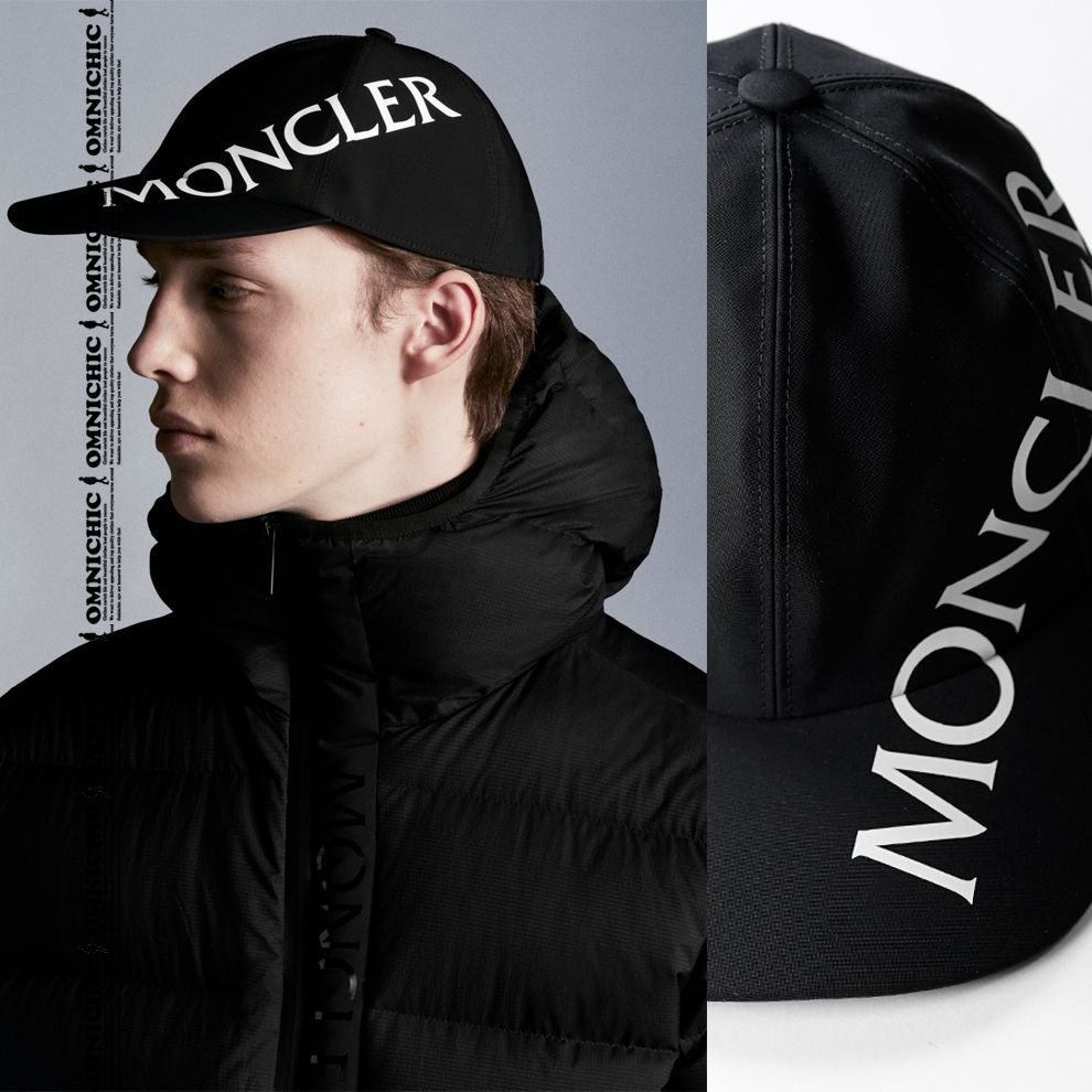 贅沢 Matt Black ライン 安心の MONCLER モンクレール サイド ビック ロゴ マット ナイロン ベース ボール キャップ 56 62 cm程度