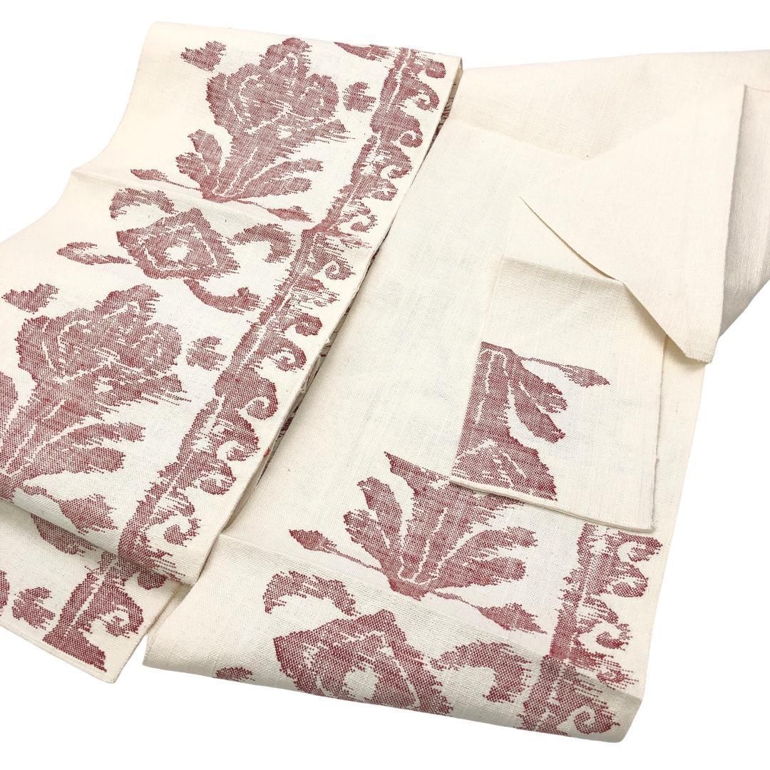 名古屋帯 真綿紬 抽象花柄模様 乳白色 O-5604 - メルカリ