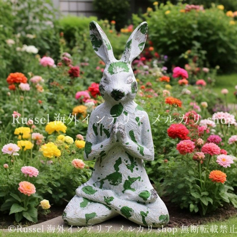 ガーデンオブジェ うさぎ ヴィンテージ調 樹脂 ウサギ 置物 ガーデンオーナメント ホワイト 白 ガーデニング 雑貨 ガーデン雑貨 ガーデンインテリア ガーデン インテリア 庭の装飾 お洒落 おしゃれ 8-14