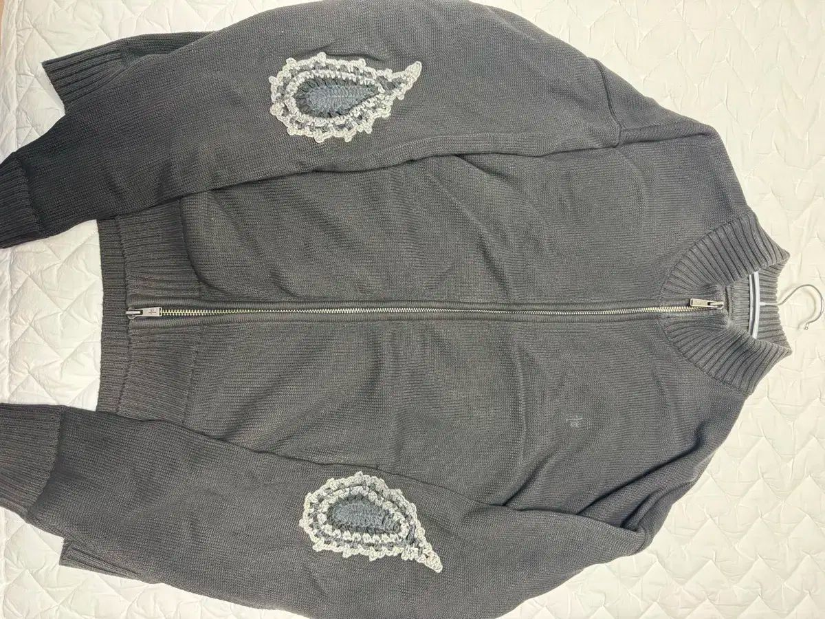 ポリテル トラック ジップアップ ニット チャコール 4