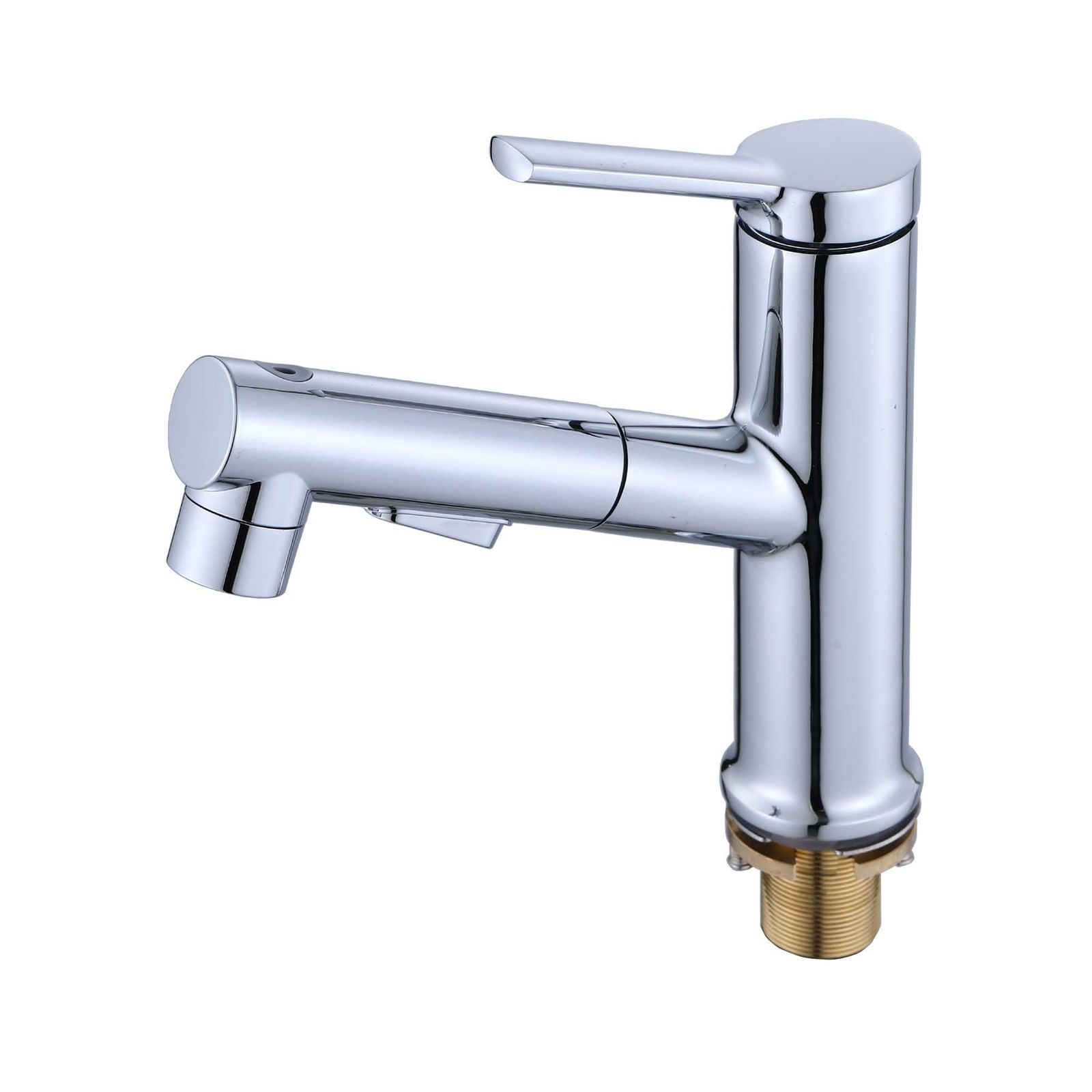 NURISI 洗面ボウル混合栓 シングルレバー ホース引き出し式 節水型ハンドシャワー スプレー混合栓 HYT-010 メタリック