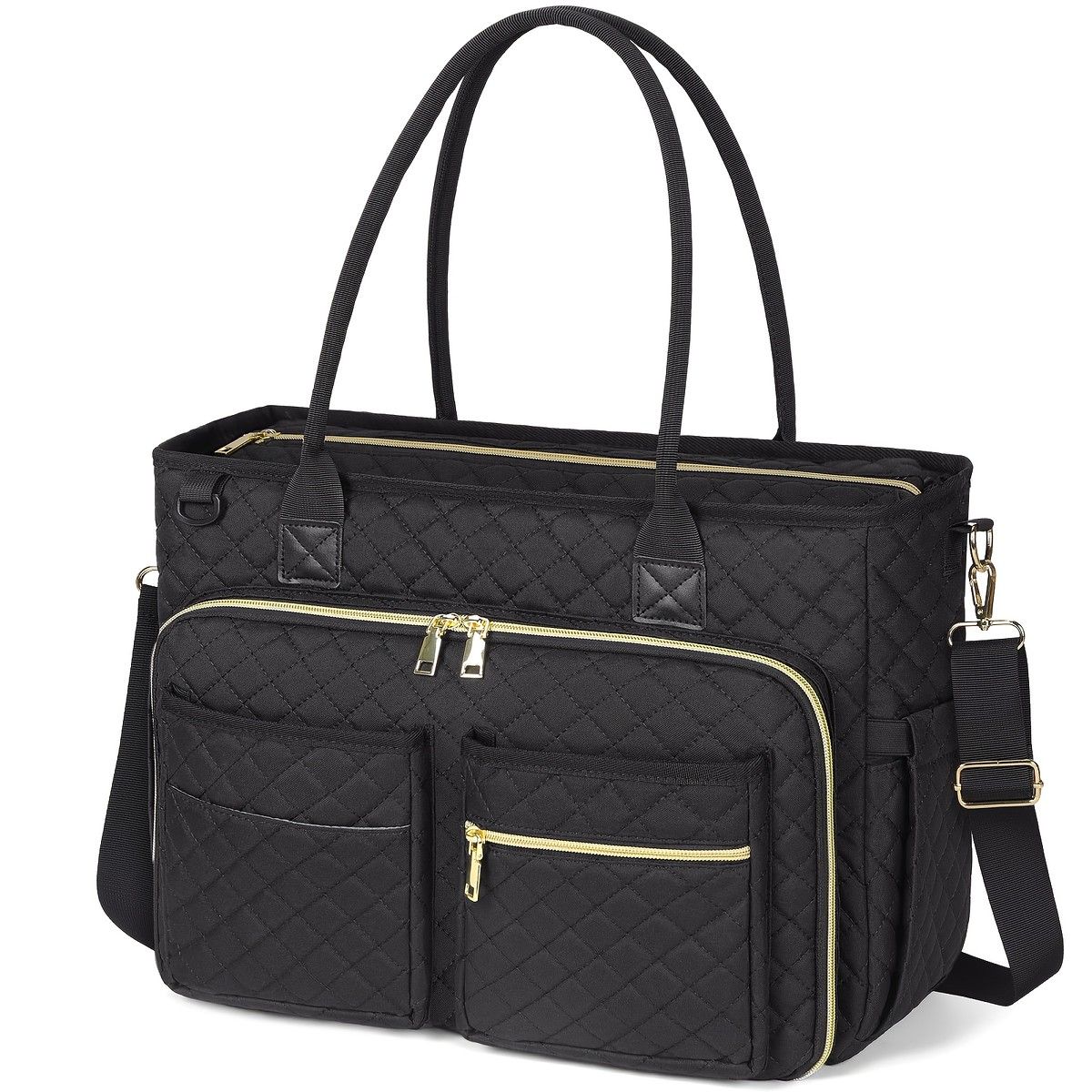 PC収納可＆ レディース ビジネスバッグ 15.6インチ対応 大容量 通勤 通学 オフィス 大学 旅行 ブリーフケース クロスボディバッグ 保冷ポケット付き ブラック