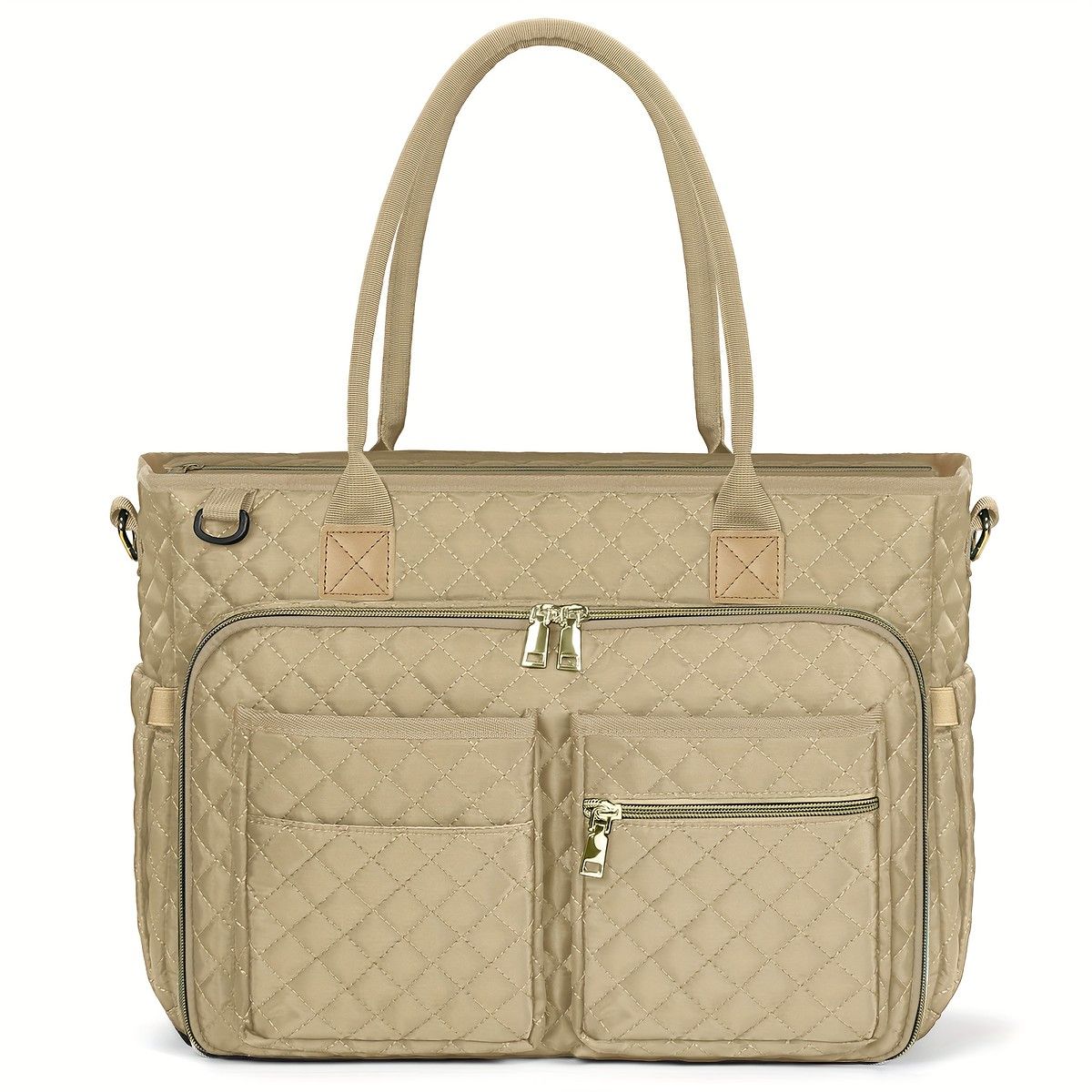 PC収納可＆ レディース ビジネスバッグ 15.6インチ対応 大容量 通勤 通学 オフィス 大学 旅行 ブリーフケース クロスボディバッグ 保冷ポケット付き カーキ