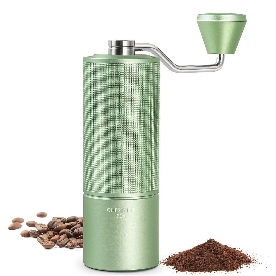 金属製バール搭載 TIMEMORE C3S コーヒーグラインダー 手動式 全金属製 調整 均一な粉砕 軽量エルゴノミックデザイン 栗色仕上げ コーヒー豆挽き グリーン