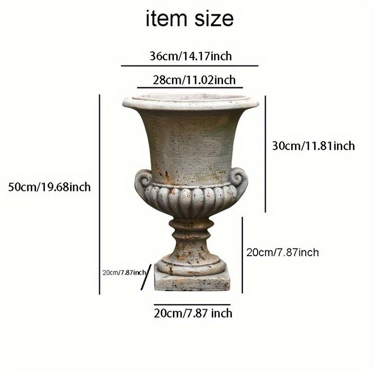 ヴィンテージ調デザイン 装飾フラワーポット 20インチ 排水穴付き ラウンドラッカープランター 屋内 屋外対応 パティオ ガーデン リビングルームに最適 庭園コートヤード装飾