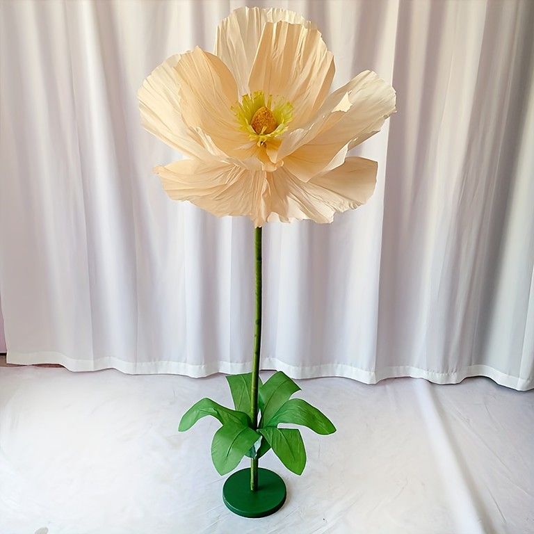 特大ポピー 造花 選べる5色 床置き ウィンドウ装飾に最適 ウェディング イベント 店舗ディスプレイ用 人工紙花 結婚式|誕生日|クリスマス|ハロウィン タンジェリン