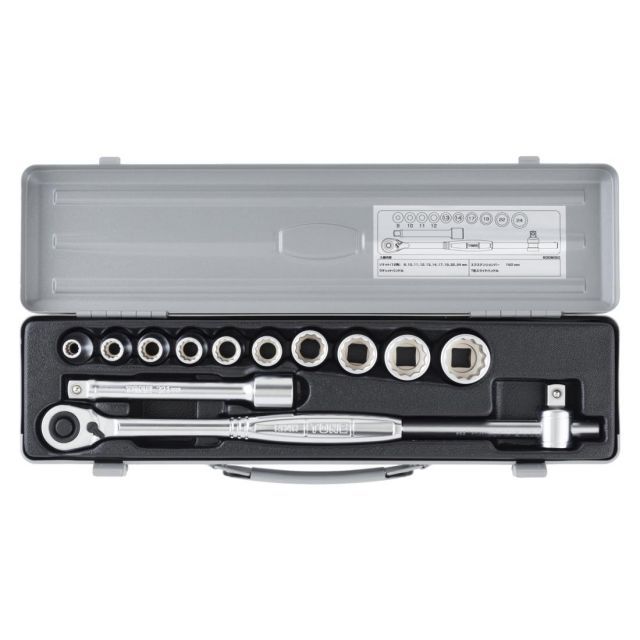 電動工具・エア工具 【送料無料】トネ(TONE) ソケットレンチセット 800MISO 差込角12.7mm(1/2”) シルバー 内容13点