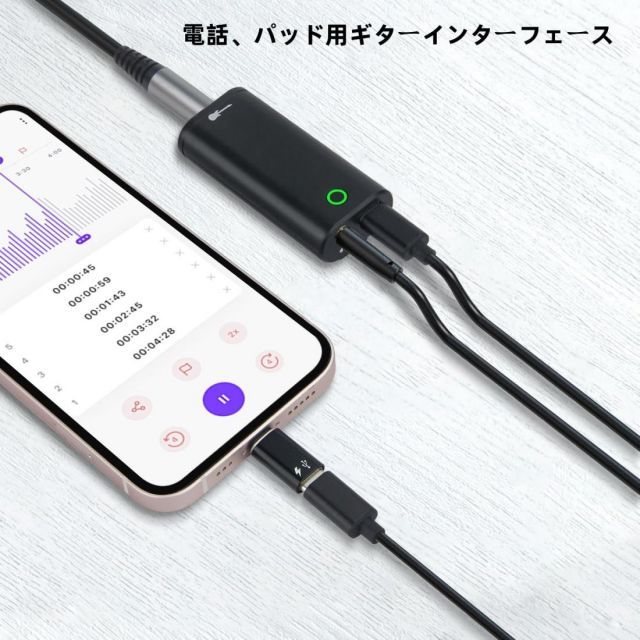NCGGY ギター用オーディオインターフェース ポータブル 内蔵録音サウンドカード ライブストリーミング用 phone i-Pad Androidスマートフォンやタブレット用 ドライバー不要 プラグアンドプレイ VETTDRUCK_DE