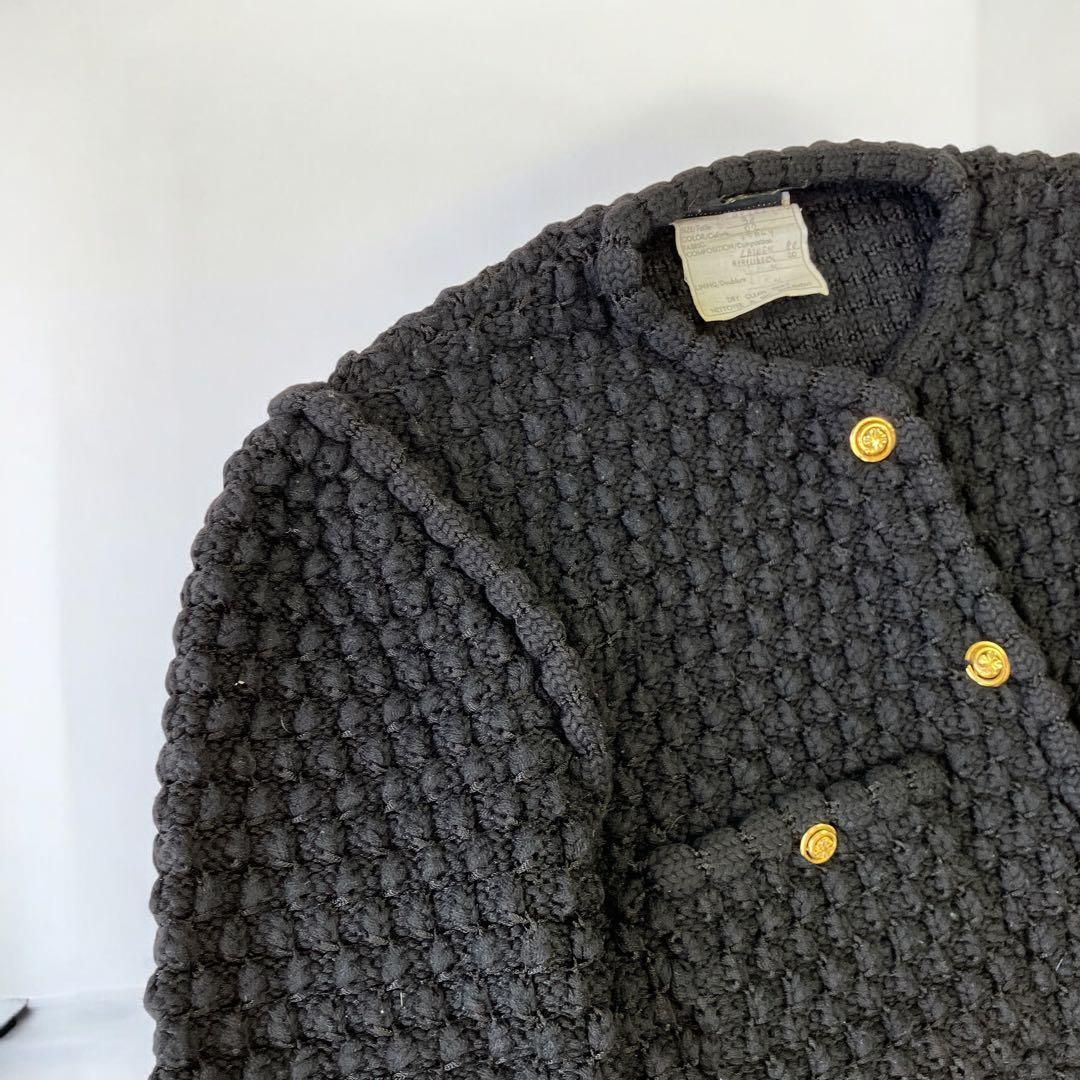 肉厚 シャネル 女性 クローバー ノー ニット ジャケット M 金ボタン