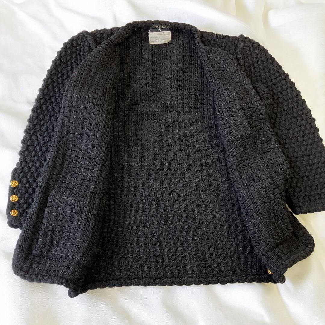肉厚 シャネル 女性 クローバー ノー ニット ジャケット M 金ボタン GULLKHAN_COM