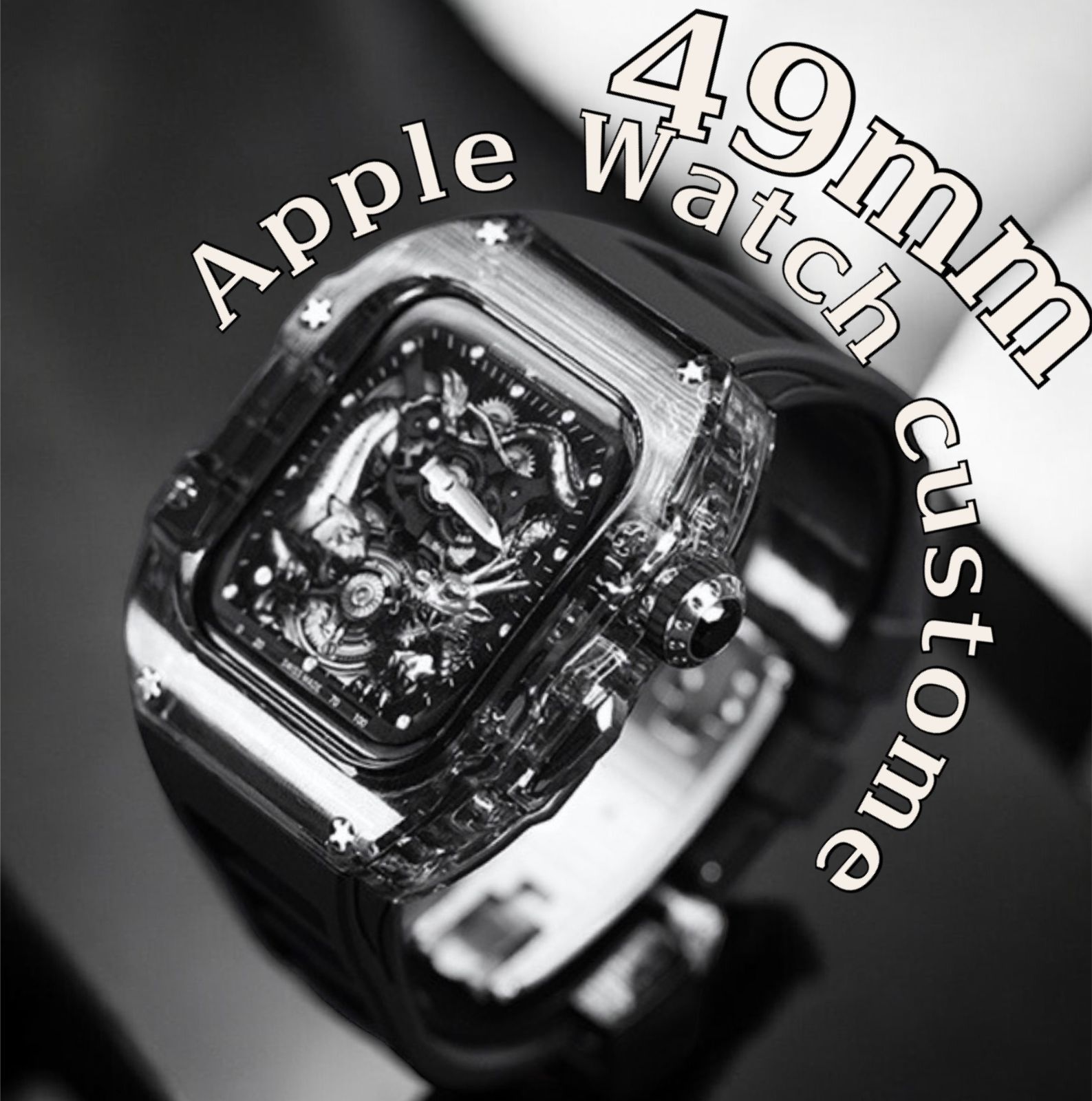 ウルトラ49mm ultra 2 アップルウォッチバンド ラバーベルト - カバー Apple Watch ケース スポーツ用r5