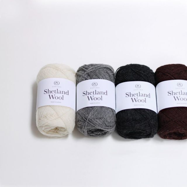 送料無料 横田 Yokota DARUMA シェットランドウール 毛糸 合太 col.9 ブラック 系 50g 約136m 5玉セット 6380