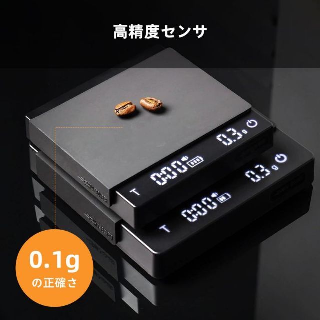 送料無料 MHW-3BOMBER ミニコーヒースケール デジタルスケール ドリップスケール 高精度 計量器 精度0.1g 測量範囲0.3ｇ-2000g タイマー機能付き ブラック ES6029B-OS