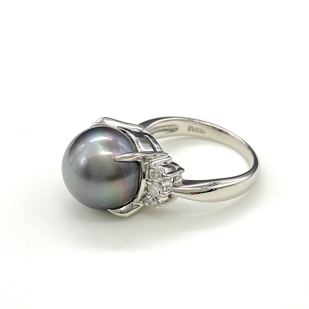 パール デザインリング プラチナ 指輪 メレダイヤ 真珠 リング 12号 Pt900 パール ダイヤモンド レディース
