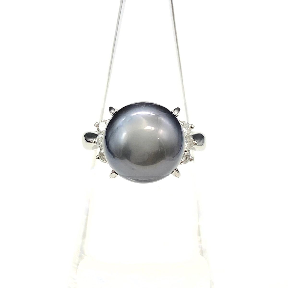 パール デザインリング プラチナ 指輪 メレダイヤ 真珠 リング 12号 Pt900 パール ダイヤモンド レディース