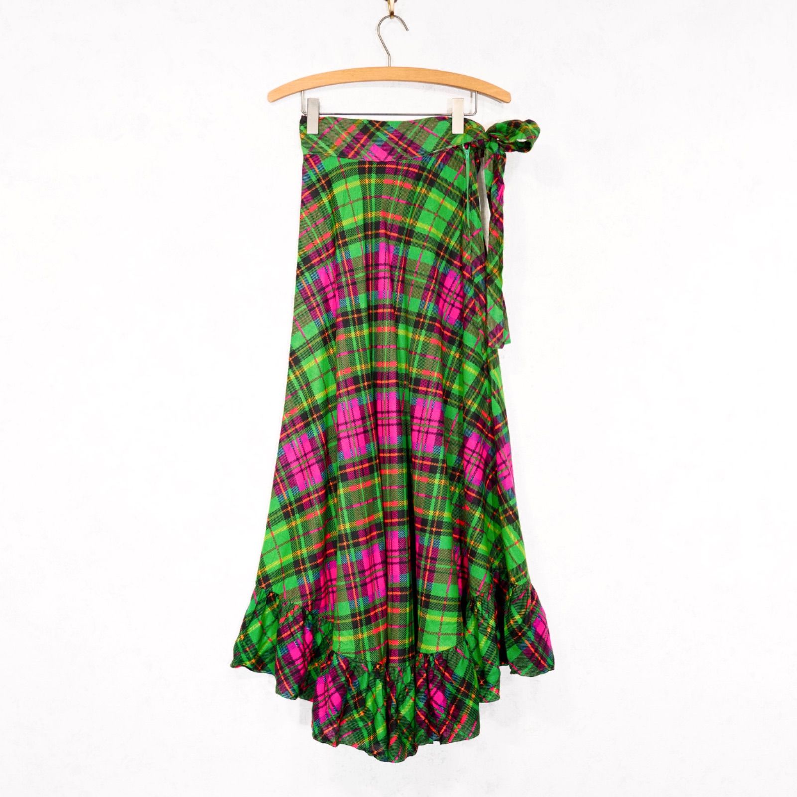 SKIRT 70年代アメリカ古着チェック柄デザインロングスカート