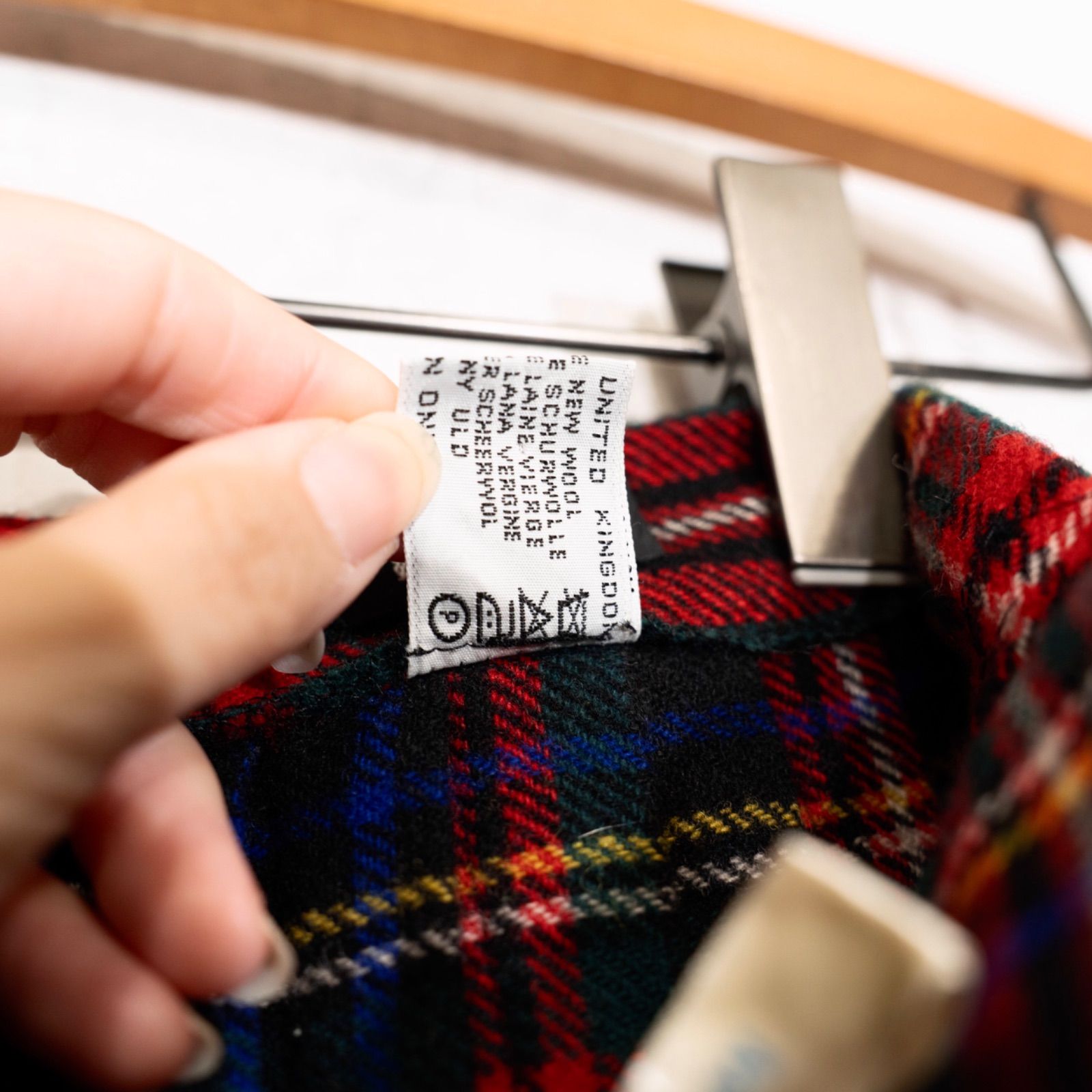 ヨーロッパ古着ハロッズチェック柄デザインロング巻きスカート