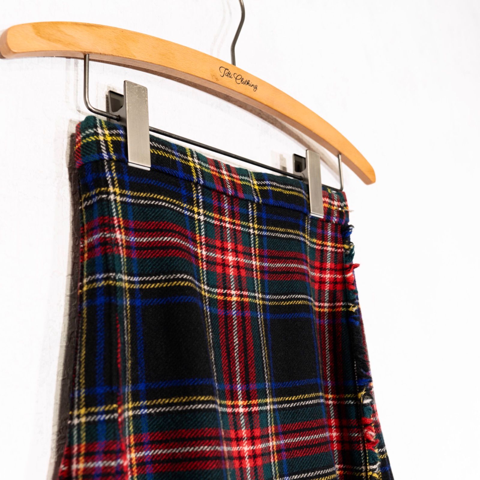 SPECIAL ITEM EU VINTAGE Harrods CHECK PATTERNED DESIGN LONG WRAP SKIRT MADE IN UNITED KINGDOM ヨーロッパ古着ハロッズチェック柄デザインロング巻きスカート GULLKHAN_COM